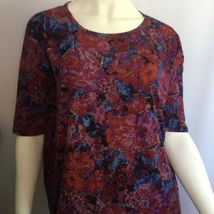 Lularoe Irma shirt Popover small rose flower
